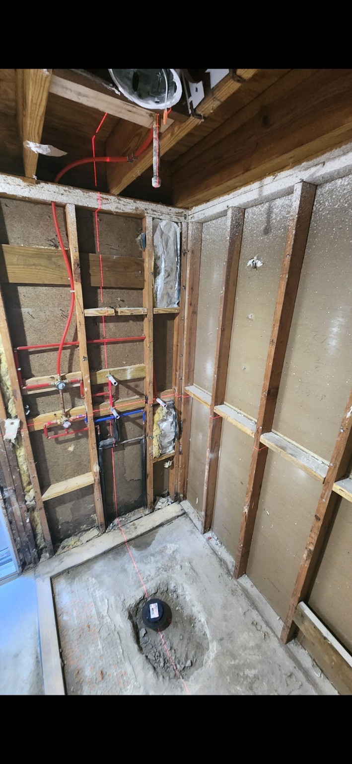 Bathroom wall plumbing rough-in