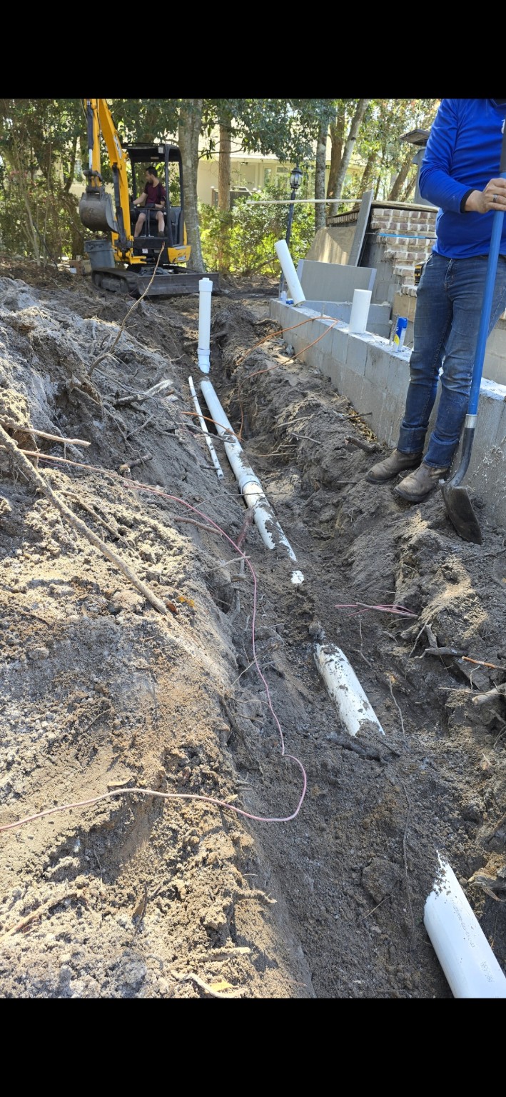 Trench and underground plumbing installation